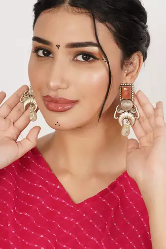 Rust & ivory drop earrings