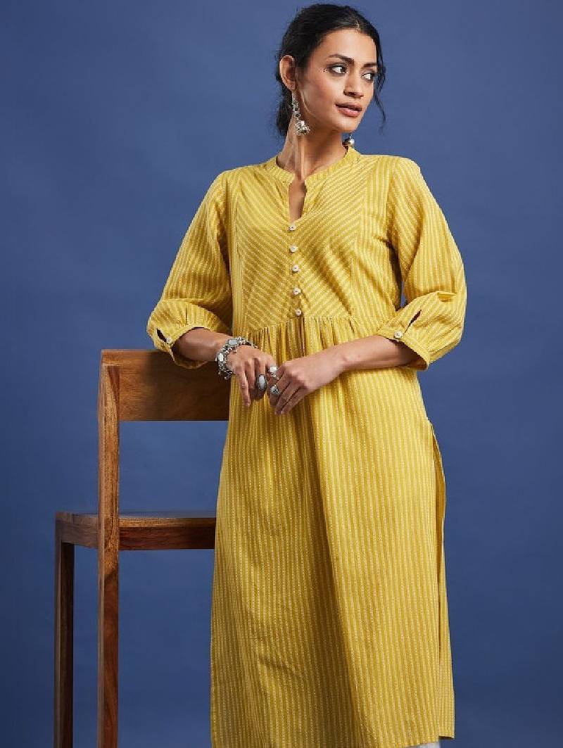Striped pure cotton a-line kurta
