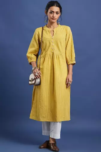 Striped pure cotton a-line kurta