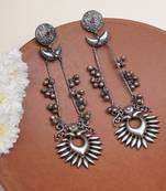 Sun and crescent long earrings
