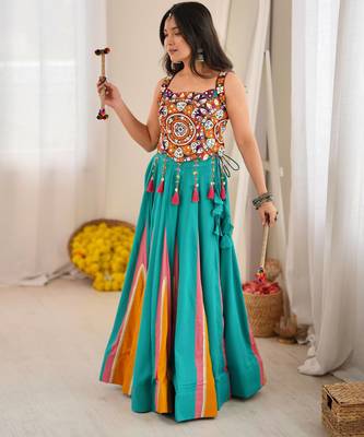 Sky Blue Navratri Lehenga Choli  4