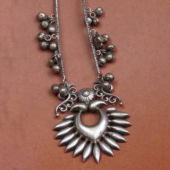 Sun and crescent long earrings 3