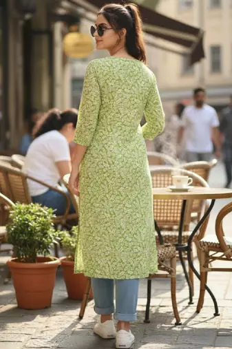 Women floral printed white romance kurta