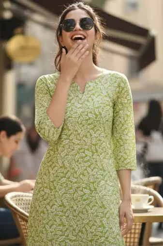 Women floral printed white romance kurta