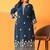 Aari work embroidered floral polyester straight calf length kurta