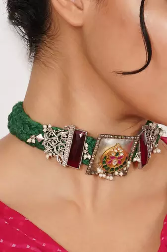 Floral braid choker