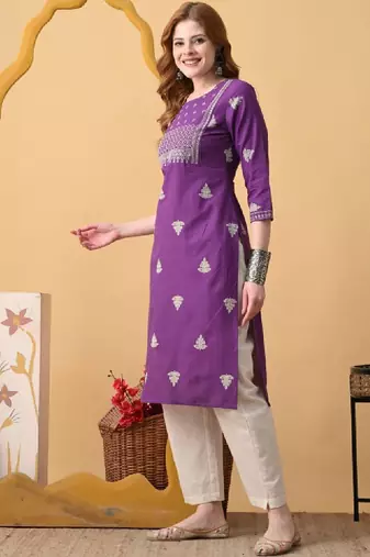 Women embroidered floral kurta