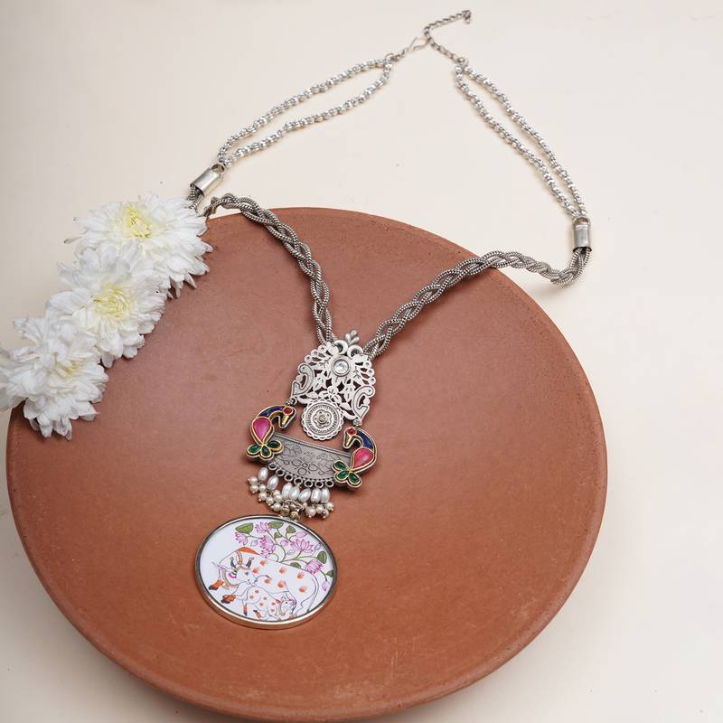 Pichwai painting necklace
