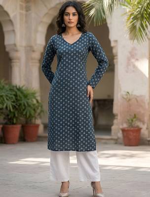 Women ethnic motifs printed kurta 1