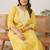 Plus size yellow embroidered straight kurtas