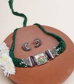 Floral braid necklace with matching earring