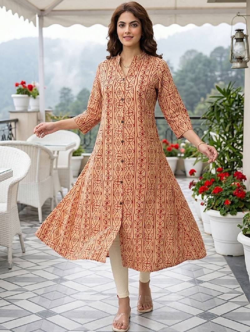 Women ethnic motifs printed floral kurta