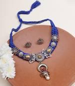Braided collar necklace with matching earring