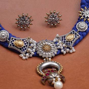 Braided collar necklace with matching earring 3