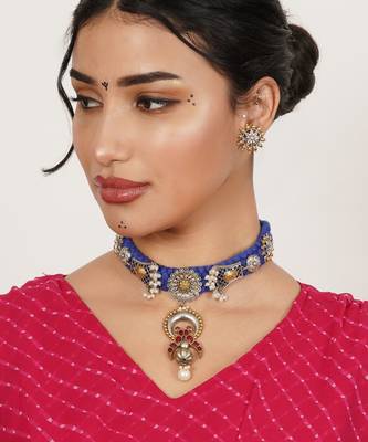 Braided collar necklace with matching earring 5