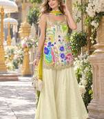 off-White silk blend readymade suit with embroidery & sequence work