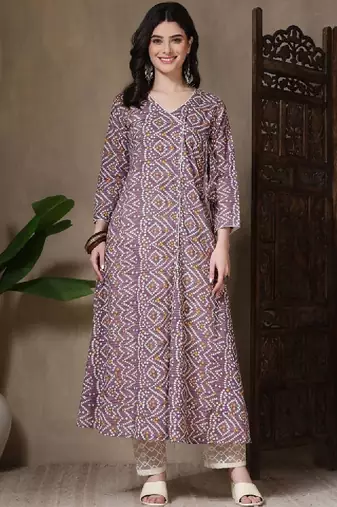 Women bandhani printed anarkali kurta