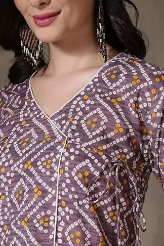 Women bandhani printed anarkali kurta