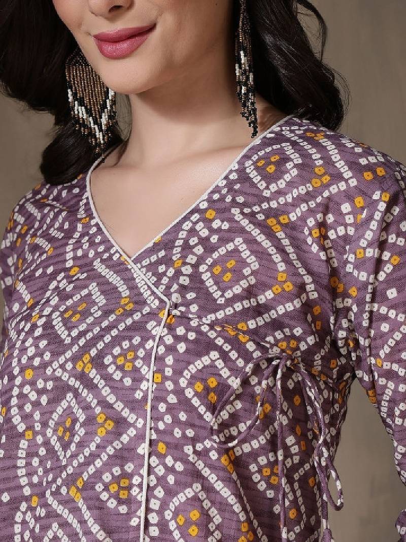 Women bandhani printed anarkali kurta
