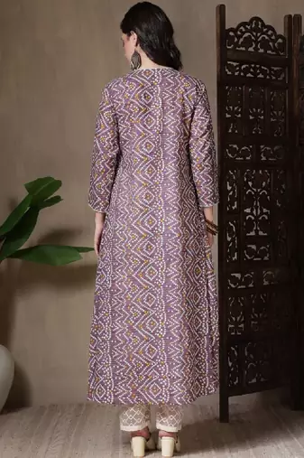 Women bandhani printed anarkali kurta
