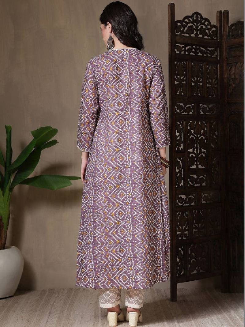 Women bandhani printed anarkali kurta