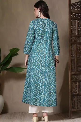 Women bandhani printed indie prints anarkali kurta
