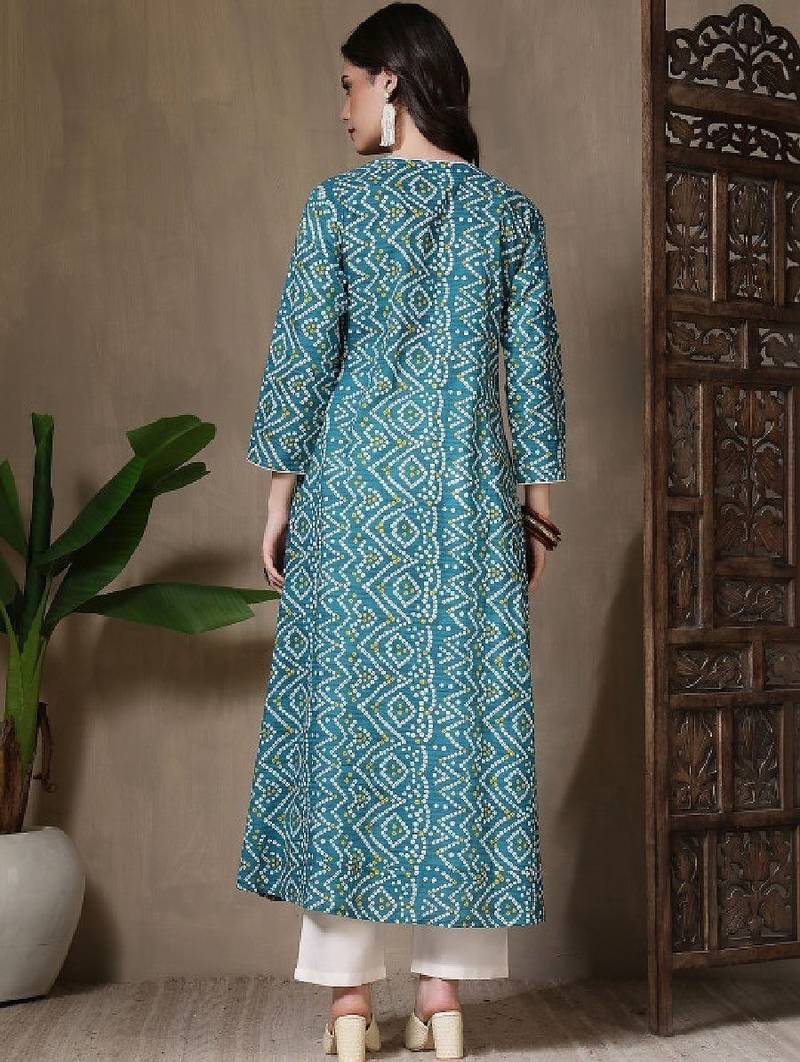 Women bandhani printed indie prints anarkali kurta