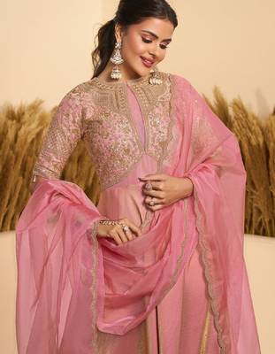 Women embroidered thread work anarkali kurta 3