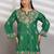 Women green floral embroidered thread work jacquard cotton kurta