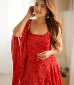 Women bandhani printed anarkali kurta
