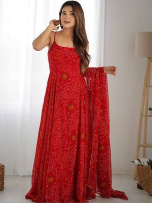 Women bandhani printed anarkali kurta 3