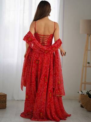 Women bandhani printed anarkali kurta 4