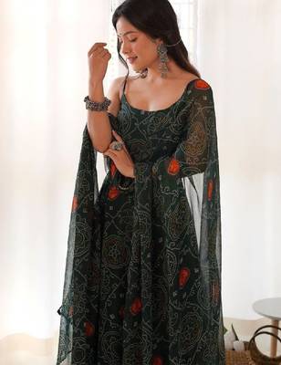 Women bandhani printed anarkali kurta 1