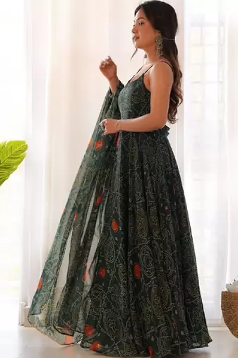 Women bandhani printed anarkali kurta