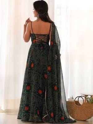 Women bandhani printed anarkali kurta 4