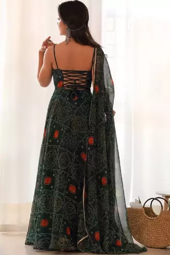 Women bandhani printed anarkali kurta