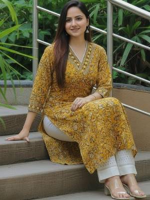 Women floral printed kurta 4