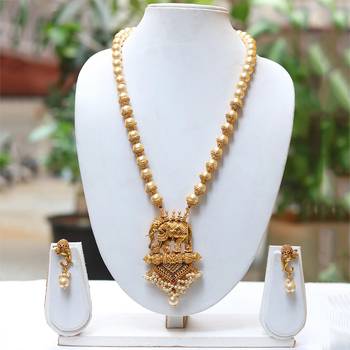 Traditional And Antique Design Gold Prarl Necklace With Earring Set Jewellery 1