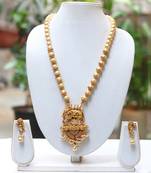 Traditional And Antique Design Gold Prarl Necklace With Earring Set Jewellery