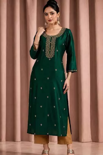 Women embroidered thread work kurta