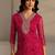 Pink bandhani printed chiffon straight kurta