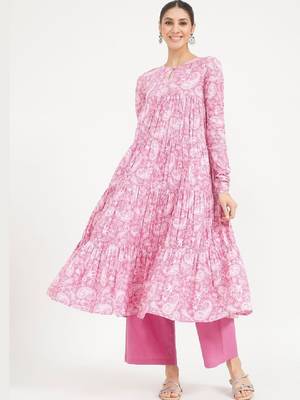 Women paisley printed keyhole neck indie prints kurta 1