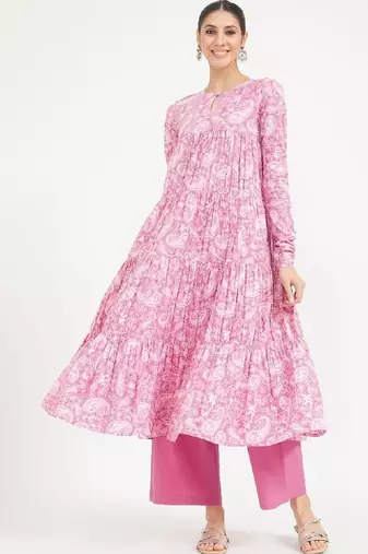 Women paisley printed keyhole neck indie prints kurta