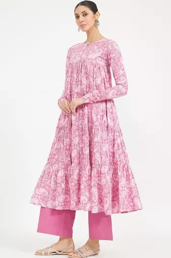 Women paisley printed keyhole neck indie prints kurta
