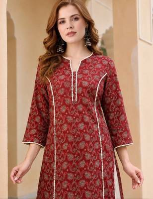 Women ethnic motifs printed indie prints kurta 2