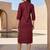 Women ethnic motifs embroidered thread work kurta