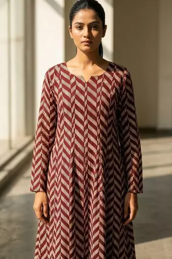 Women chevron printed anarkali kurta