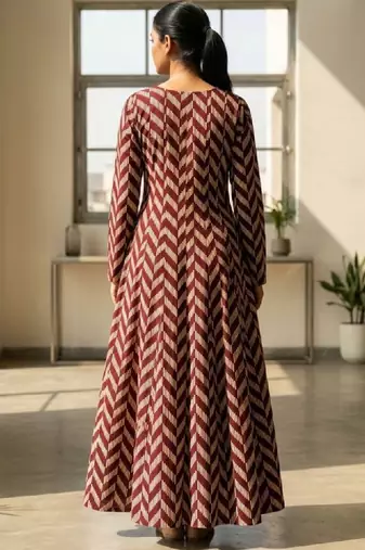 Women chevron printed anarkali kurta