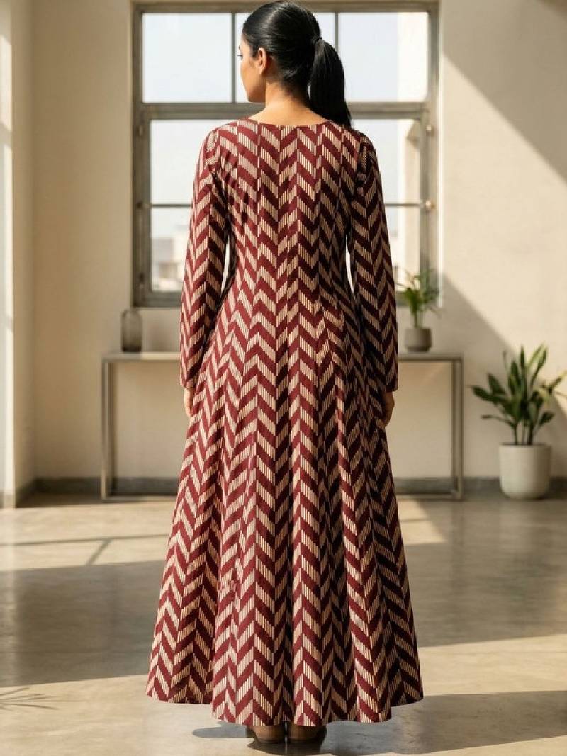 Women chevron printed anarkali kurta