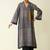 Women charcoal checked thread work cotton kurta